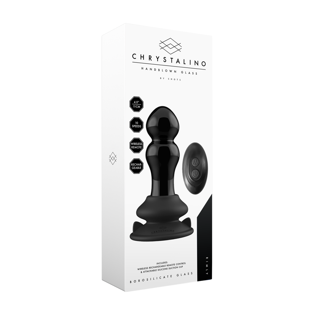 Rimly - Vibrating Glass Butt Plug with Suction Cup 2