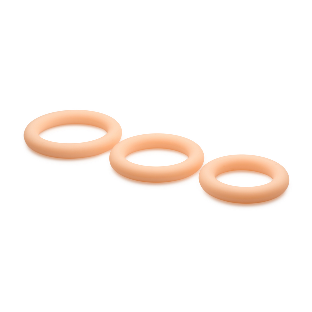 Discrete Silicone Cock Ring Set - 3 Pieces - Light