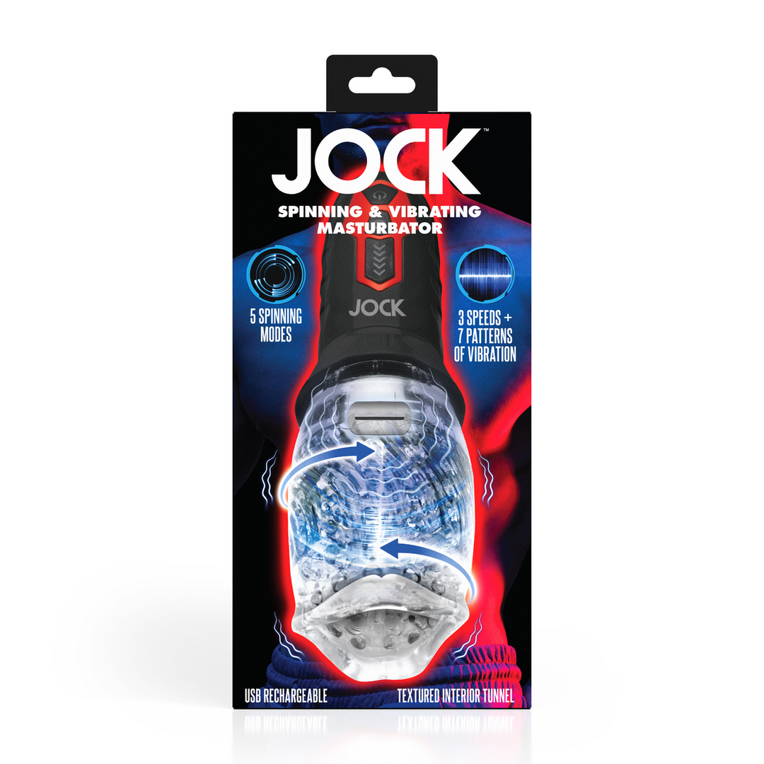 Spinning and Vibrating Masturbator - Transparent/Black 3