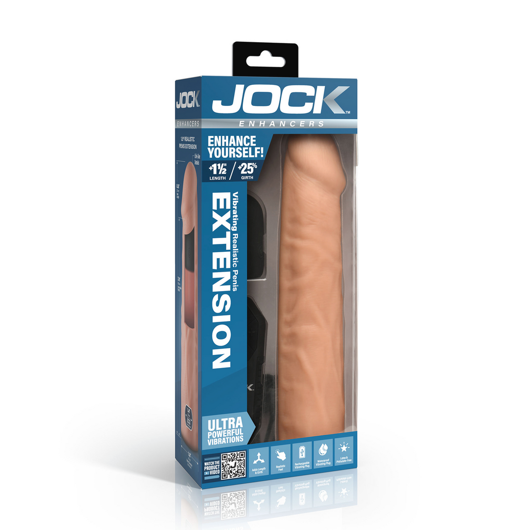 Enhancers - Vibrating Realistic Penis Extension with Remote Control - Light 2