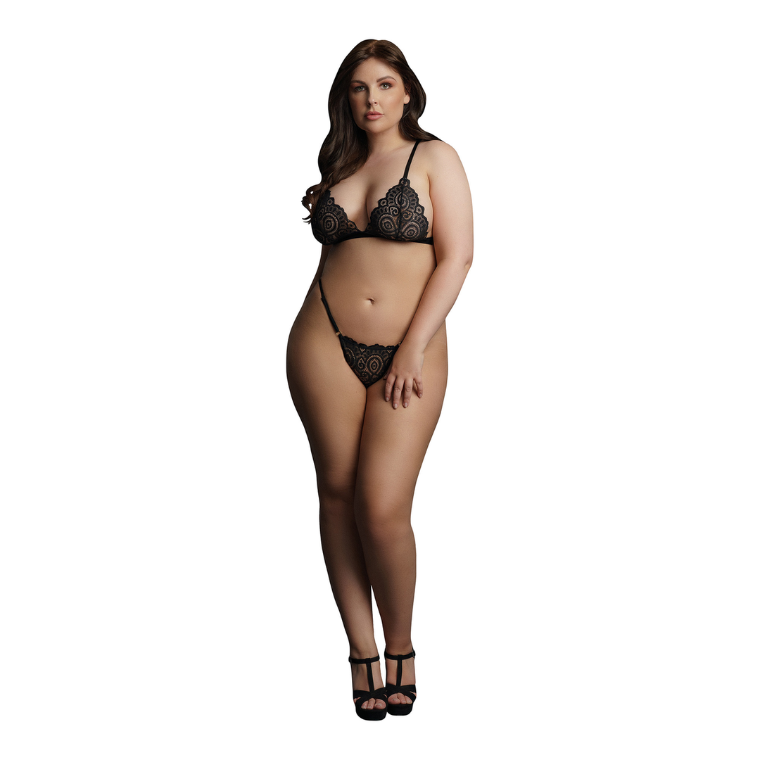 Magic Lace Velvet Lingerie Set - Queen Size - Black