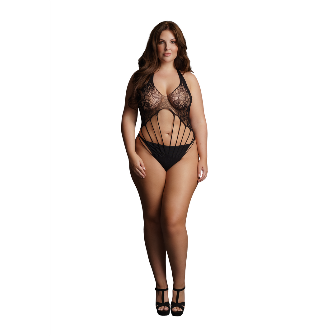 Strappy Lace Teddy - Queen Size - Black