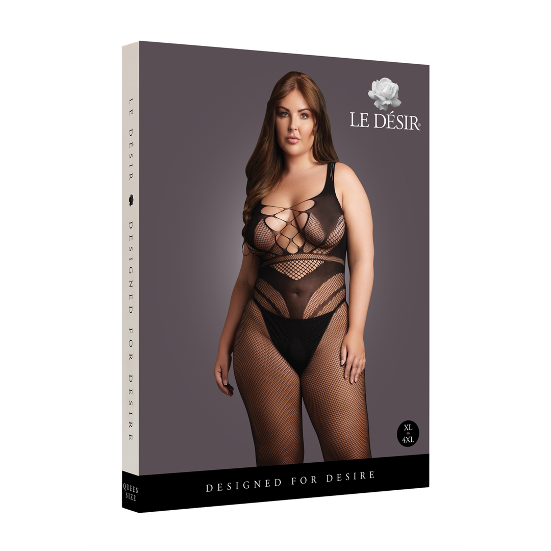 Bodystocking with Accentuated Lines - Queen Size - Black 2