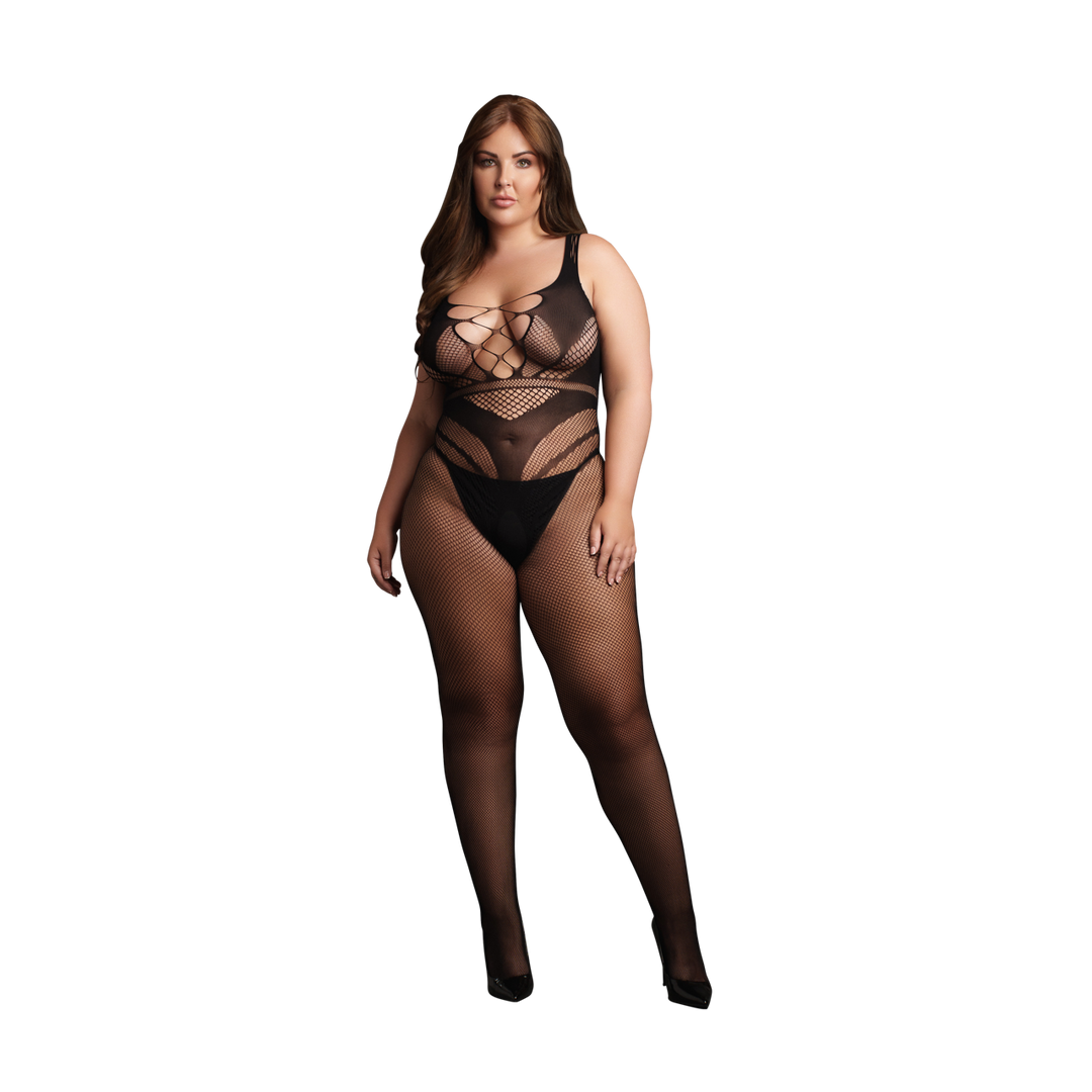 Bodystocking with Accentuated Lines - Queen Size - Black
