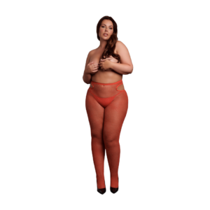 Shimmering Cut-Out Tights - Queen Size - Red/Gold Glitter