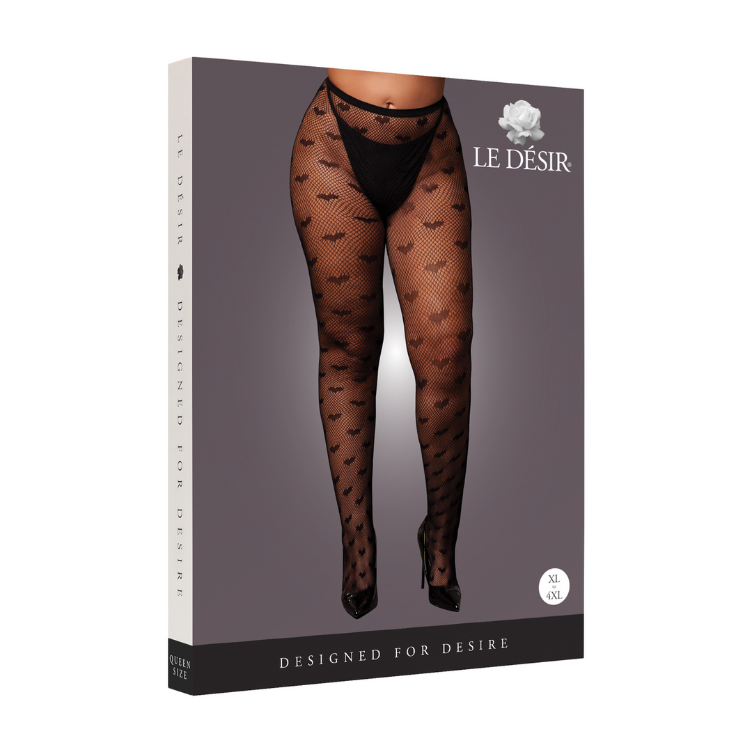 Heart Patterned Tights - Queen Size - Black 2