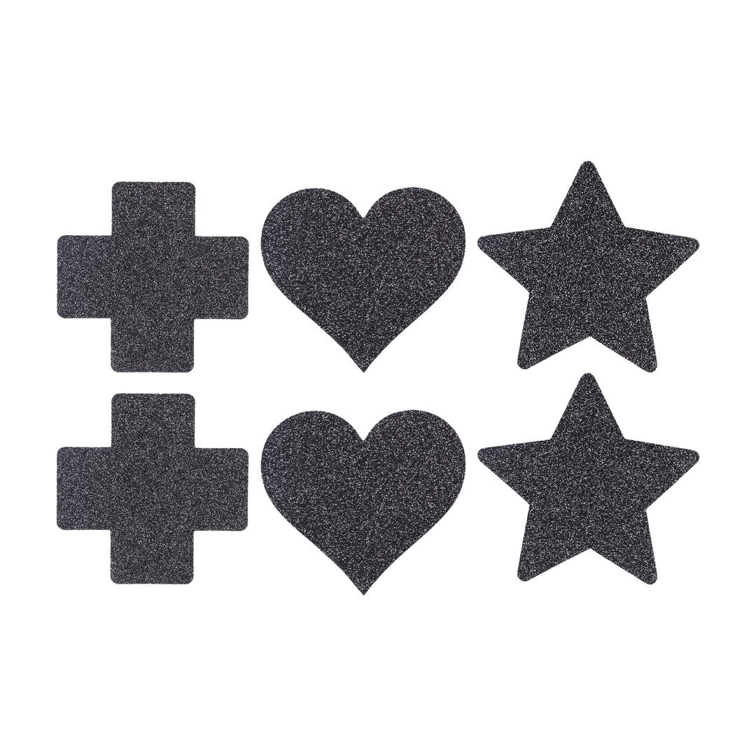 Nipple Cover Set - Cross Star Heart - Black 5