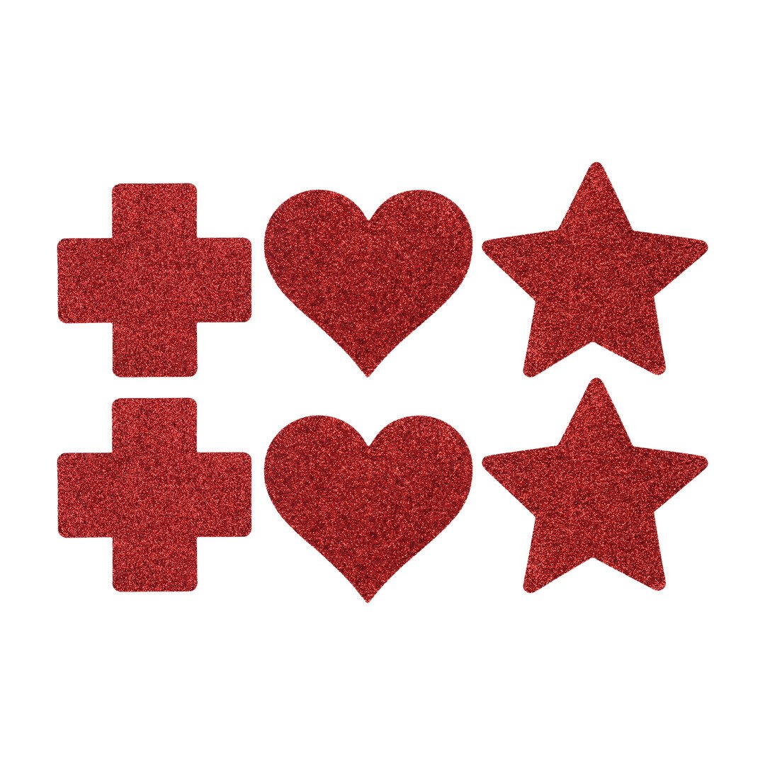 Nipple Cover Set - Cross Star Heart - Red 5