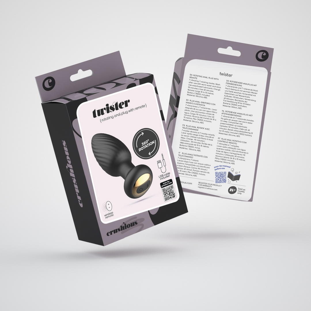 Twister - Rotating Anal Plug with Remote Control - Black 2