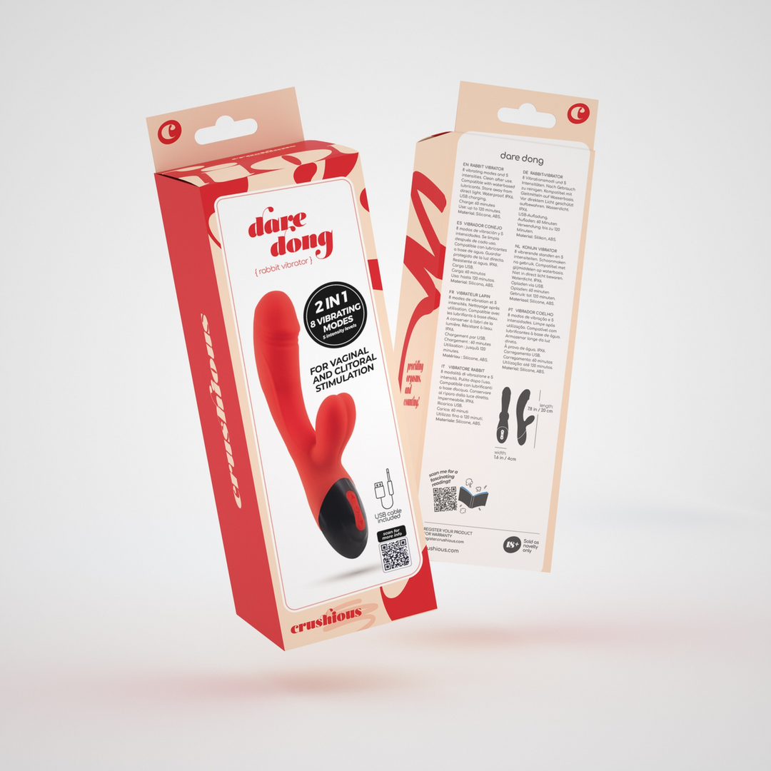 Dare Dong - Rechargeable Rabbit Vibrator - Red 2