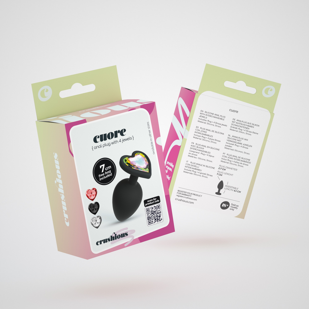 Cuore - Anal Plug with Four Interchangeable Jewels - Small - Black 2