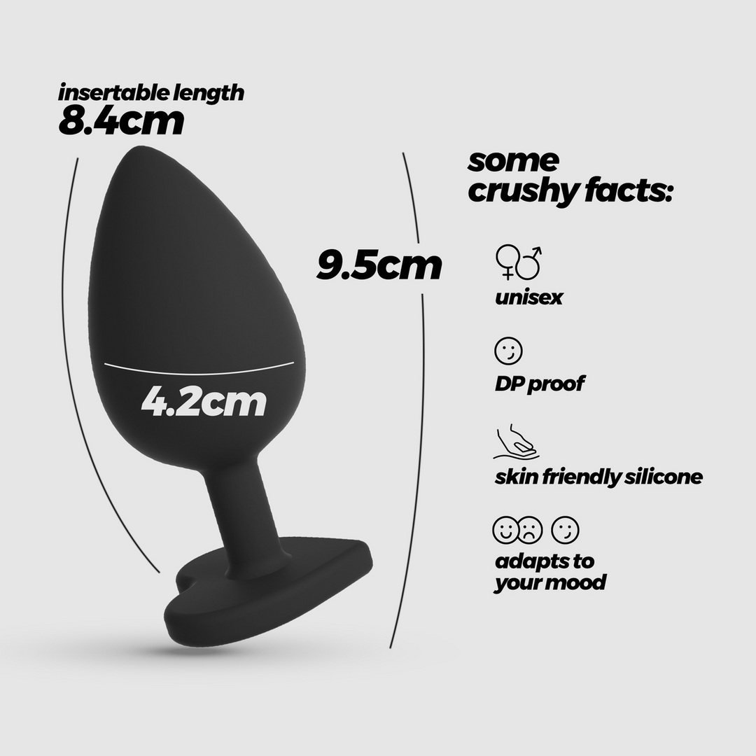 Cuore - Anal Plug with Four Interchangeable Jewels - Large - Black 6