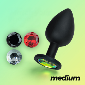 Camileo - Anal Plug with Four Interchangeable Jewels - Medium - Black