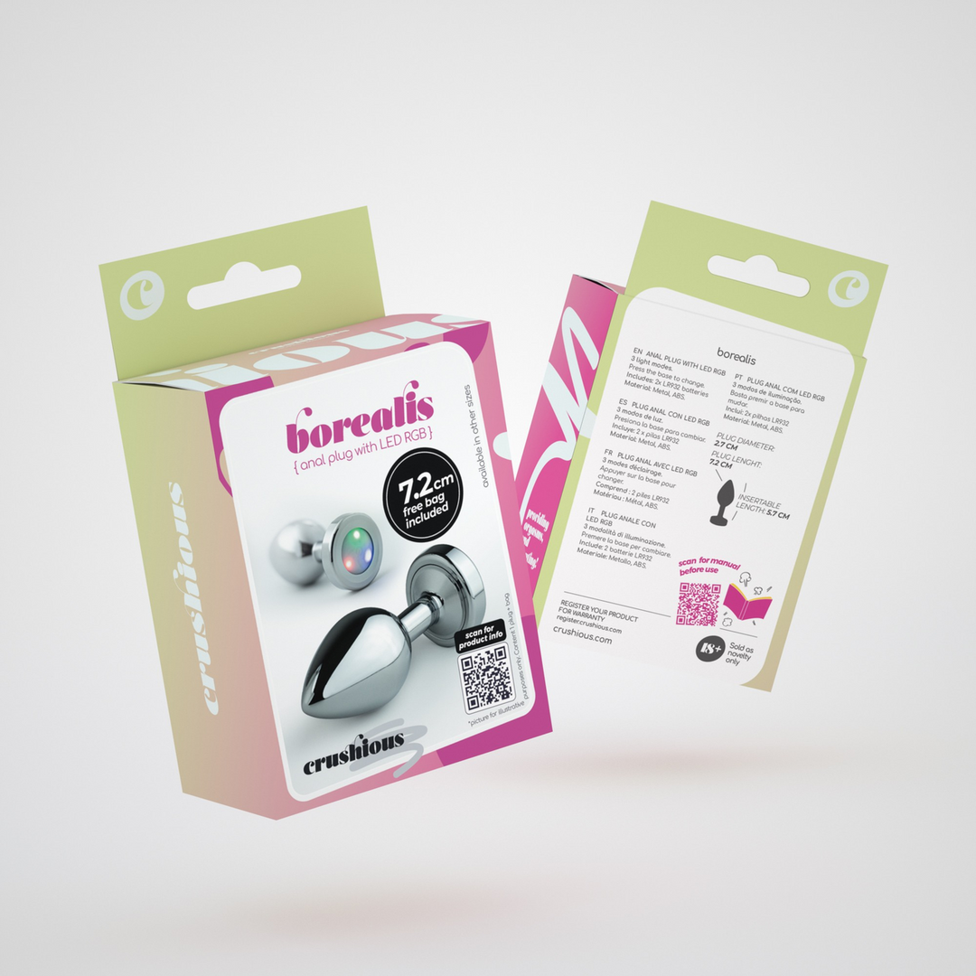 Borealis - Metal Anal Plug with LED RGB - Small - Silver 2