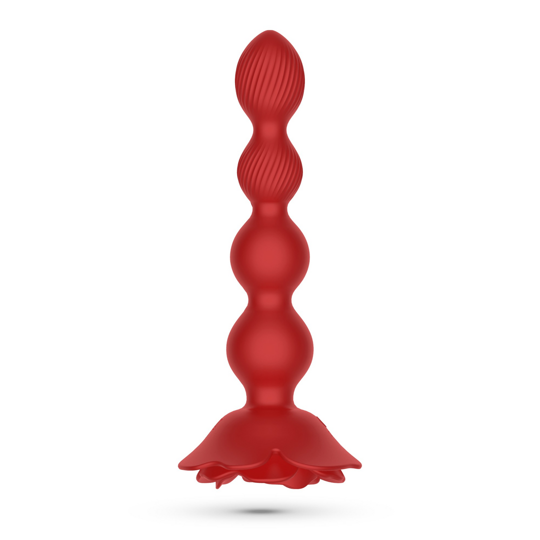 Rosaline - Rotating Anal Rose Plug with Remote Control - Red 5