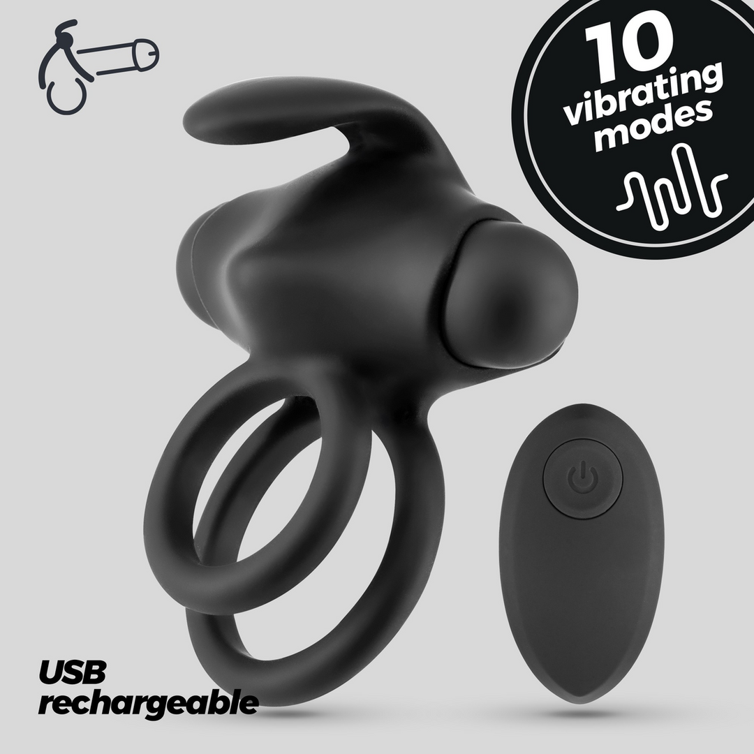Thumper - Vibrating Double Cockring with Remote Control - Black 6