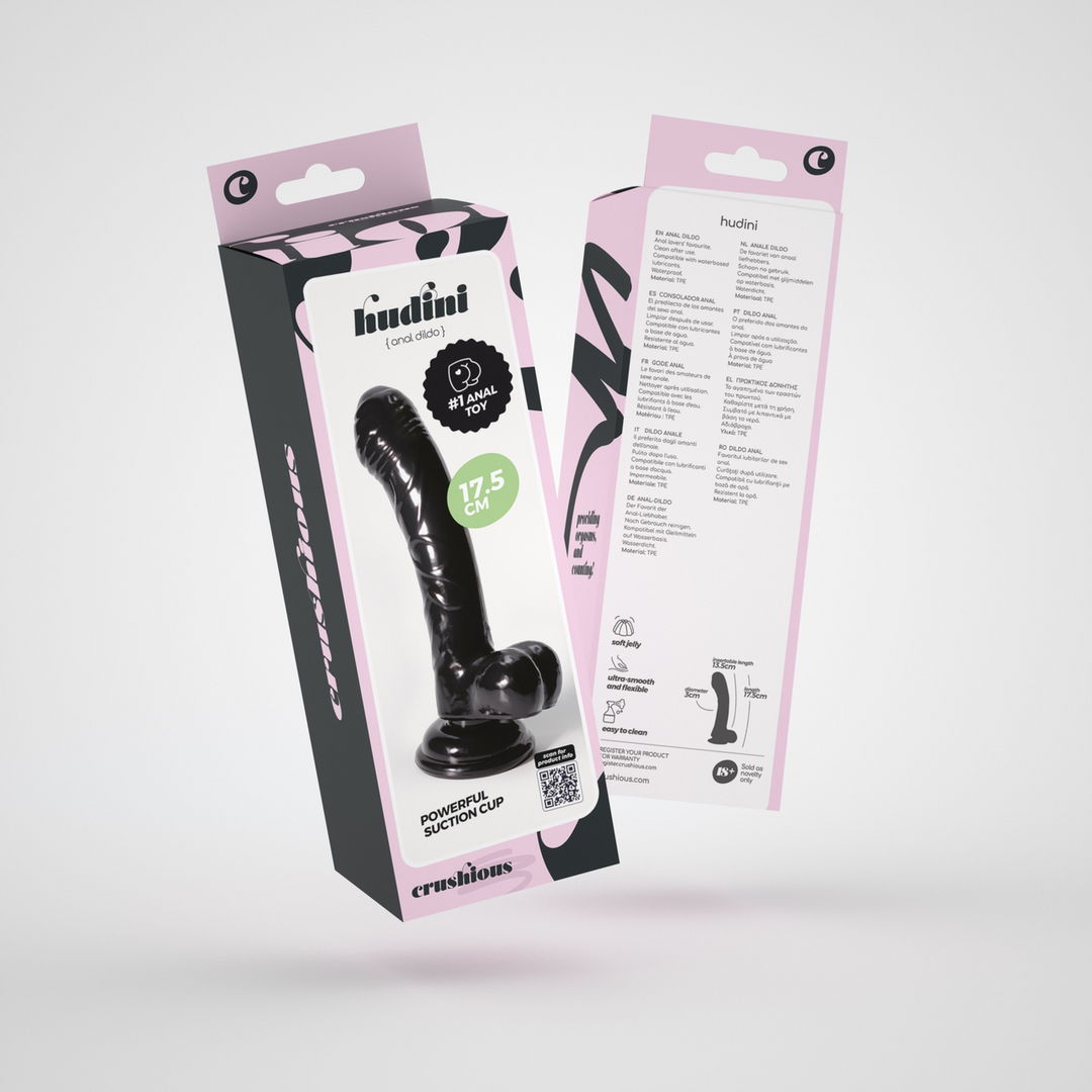 Hudini - Jelly Flexible Anal Dildo - 6.9/ 17,5 cm - Black 2