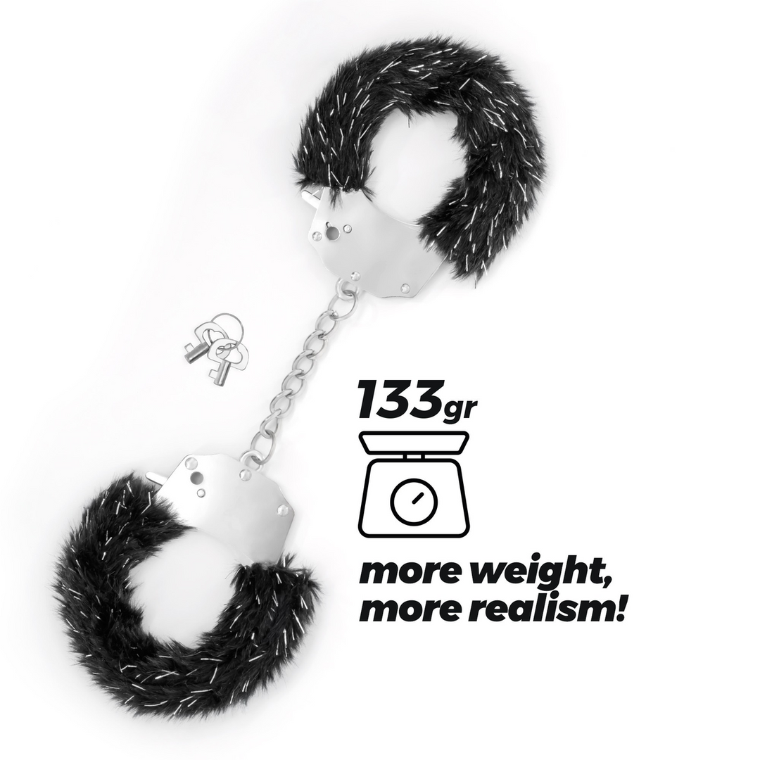 Spangle - Metal Handcuffs with Plush - Black 3