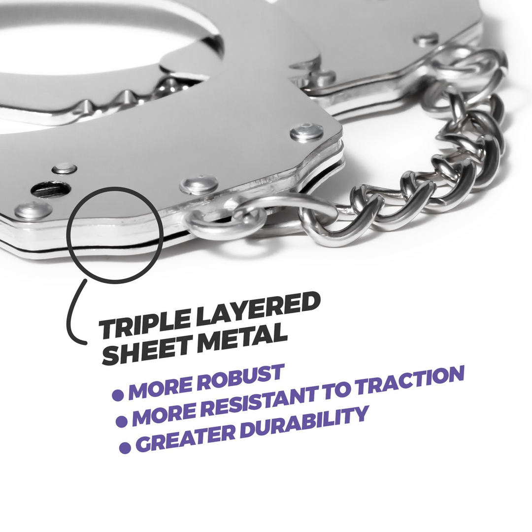 Spangle - Metal Handcuffs with Plush - Black 4