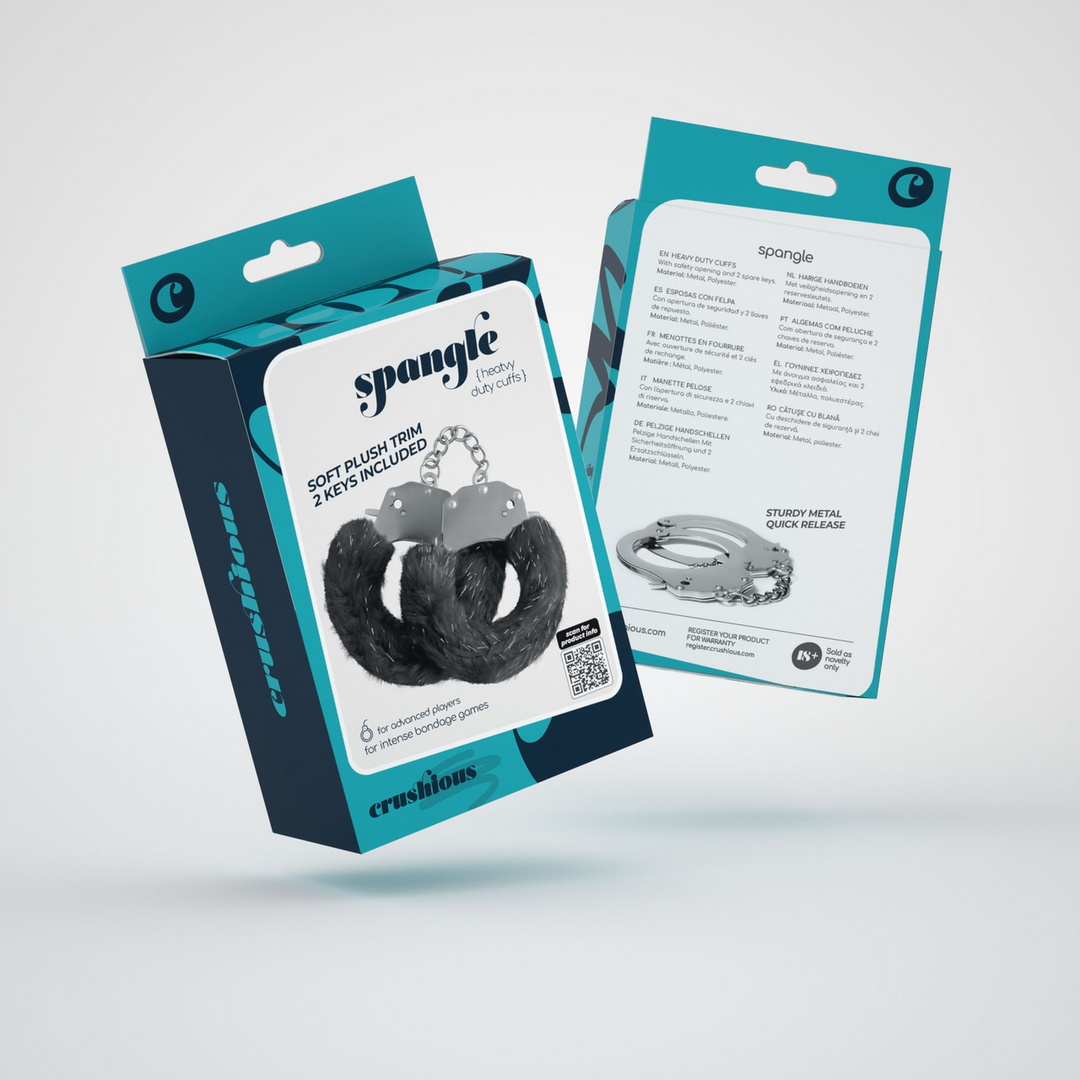 Spangle - Metal Handcuffs with Plush - Black 2