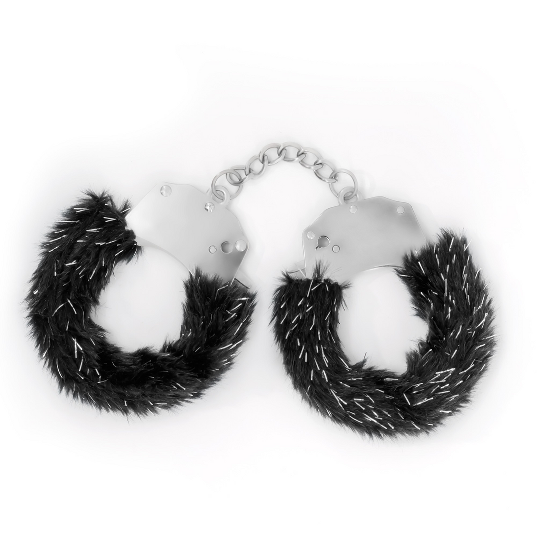 Spangle - Metal Handcuffs with Plush - Black