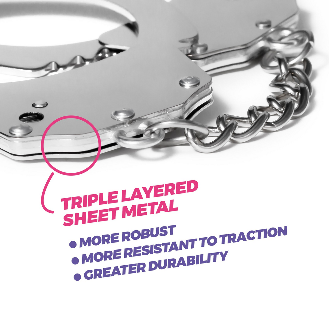 Spangle - Metal Handcuffs with Plush - Pink 4