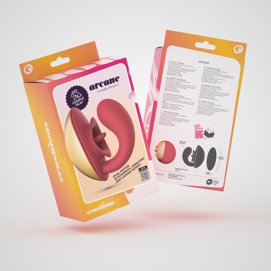 Arcane - Licking Couples Vibrator - Red/Golden 2