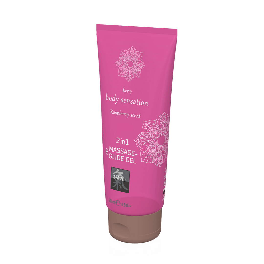 2 in 1 Massage and Glide Gel - Raspberry - 7 fl oz / 200 ml 2