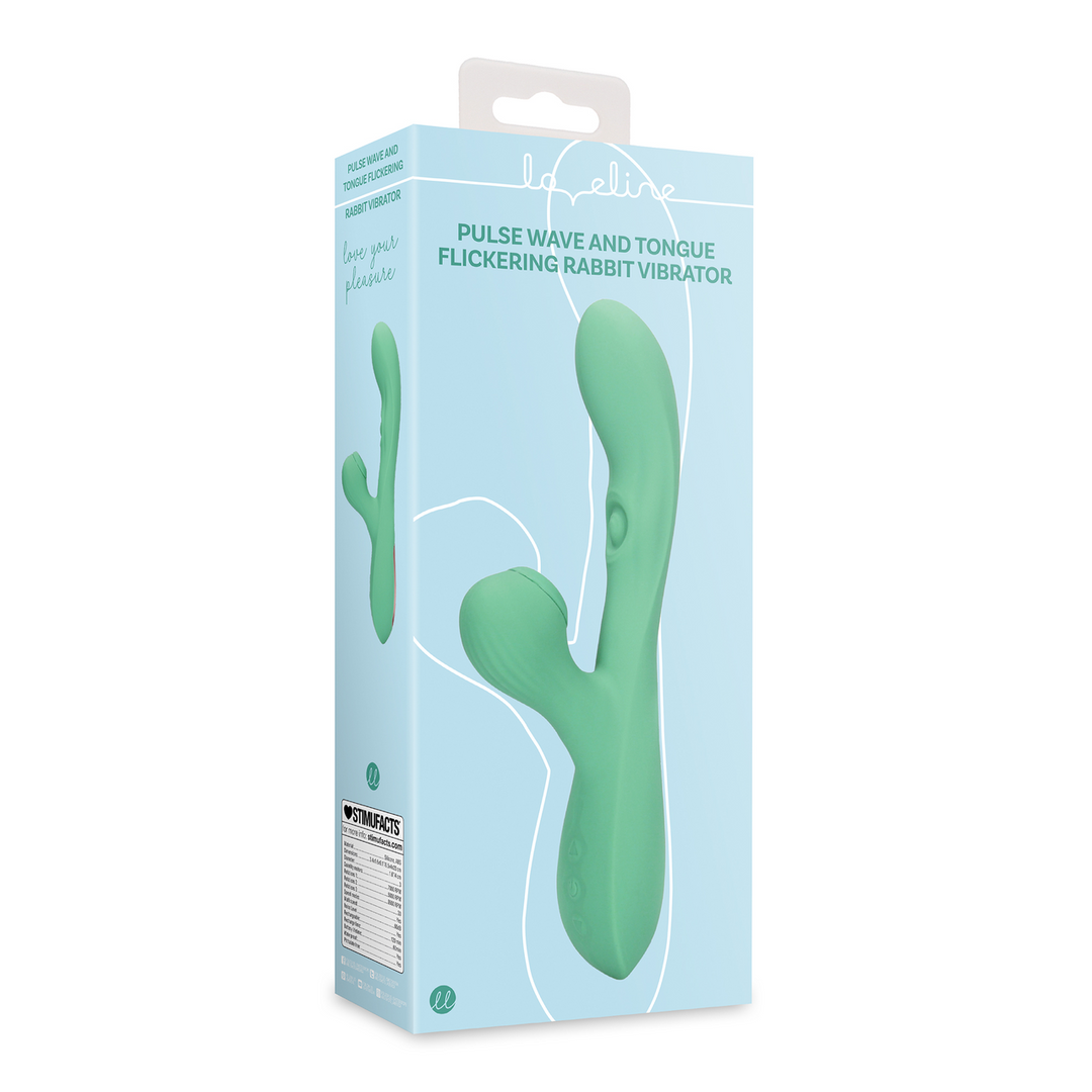 Pulse Wave and Tongue Flickering Rabbit Vibrator - Blue Grass 2