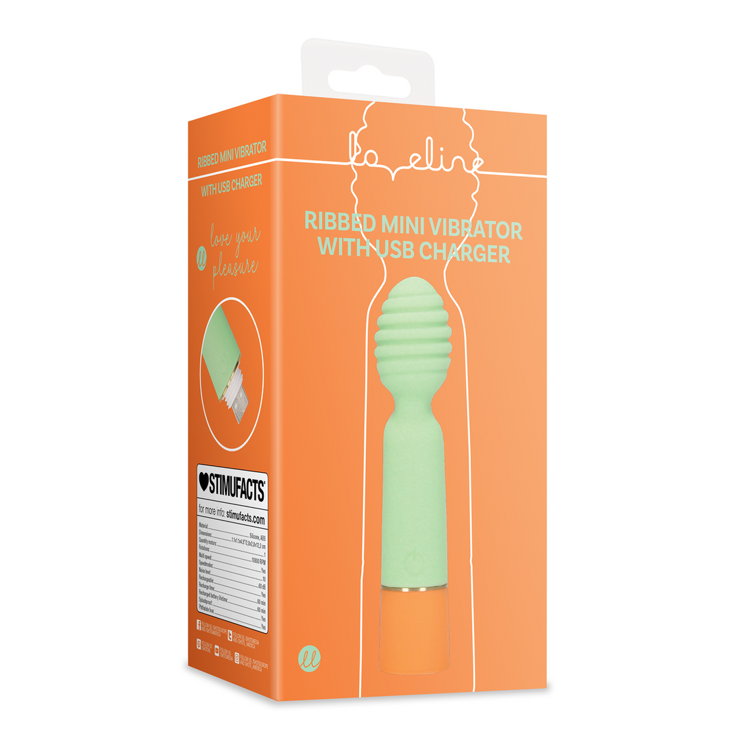 Ribbed Mini Vibrator with USB Charger - Spring Sage 2