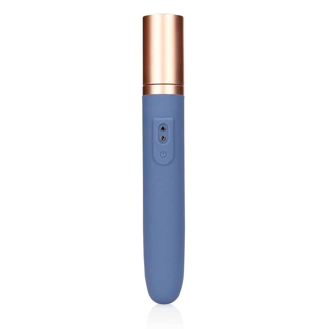 Travel Vibrator with Lube Compartment and Pump - Blue Horizon 5