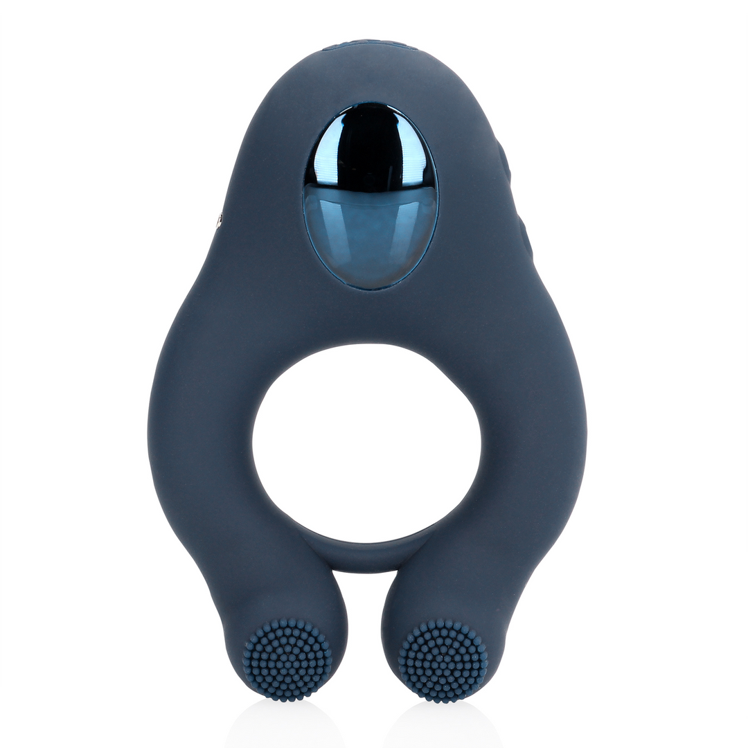 Vibrating Cockring with Clitoris Stimulation - Indigo Blue 6