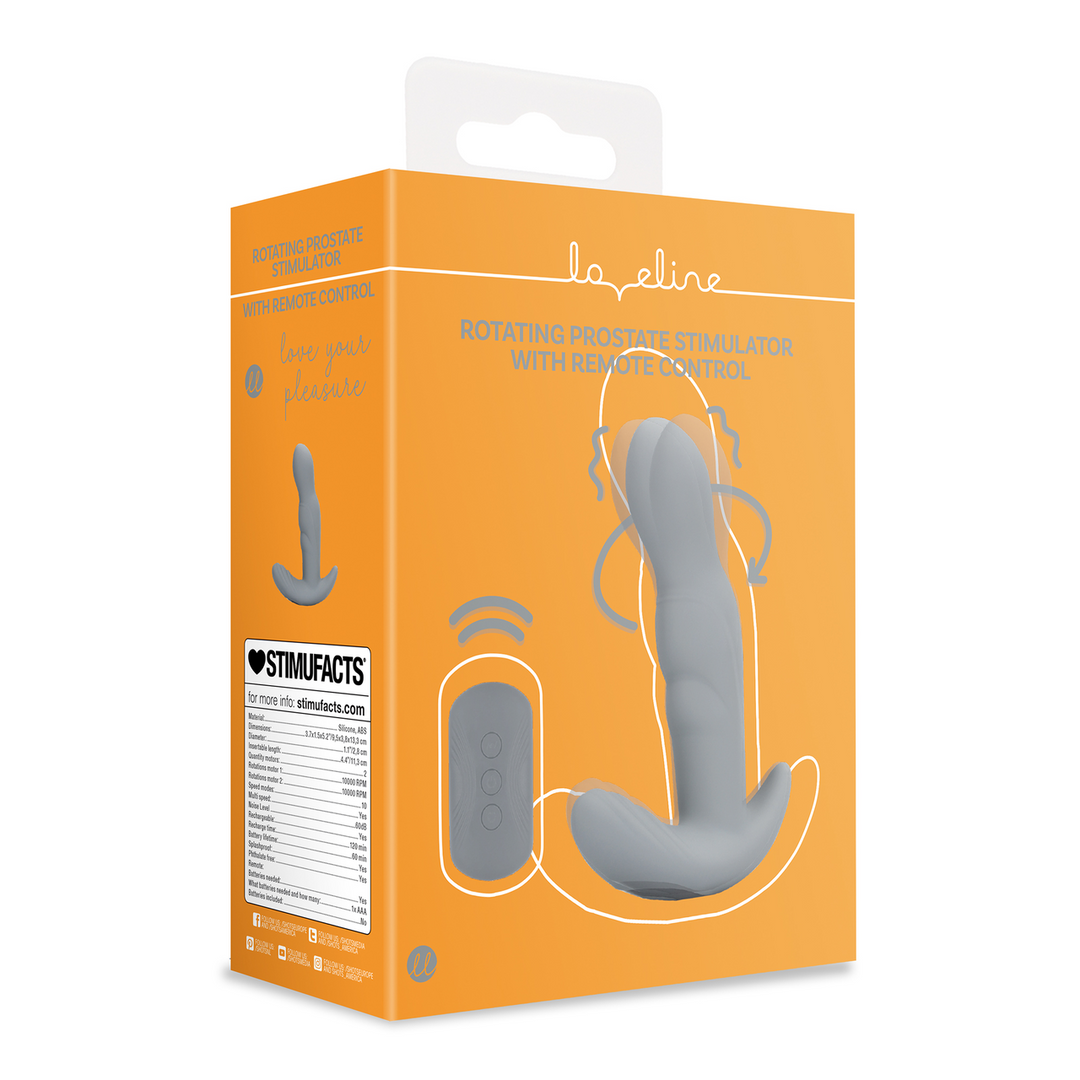 Rotating Prostate Stimulator with Remote Control - Gotham Grey 2