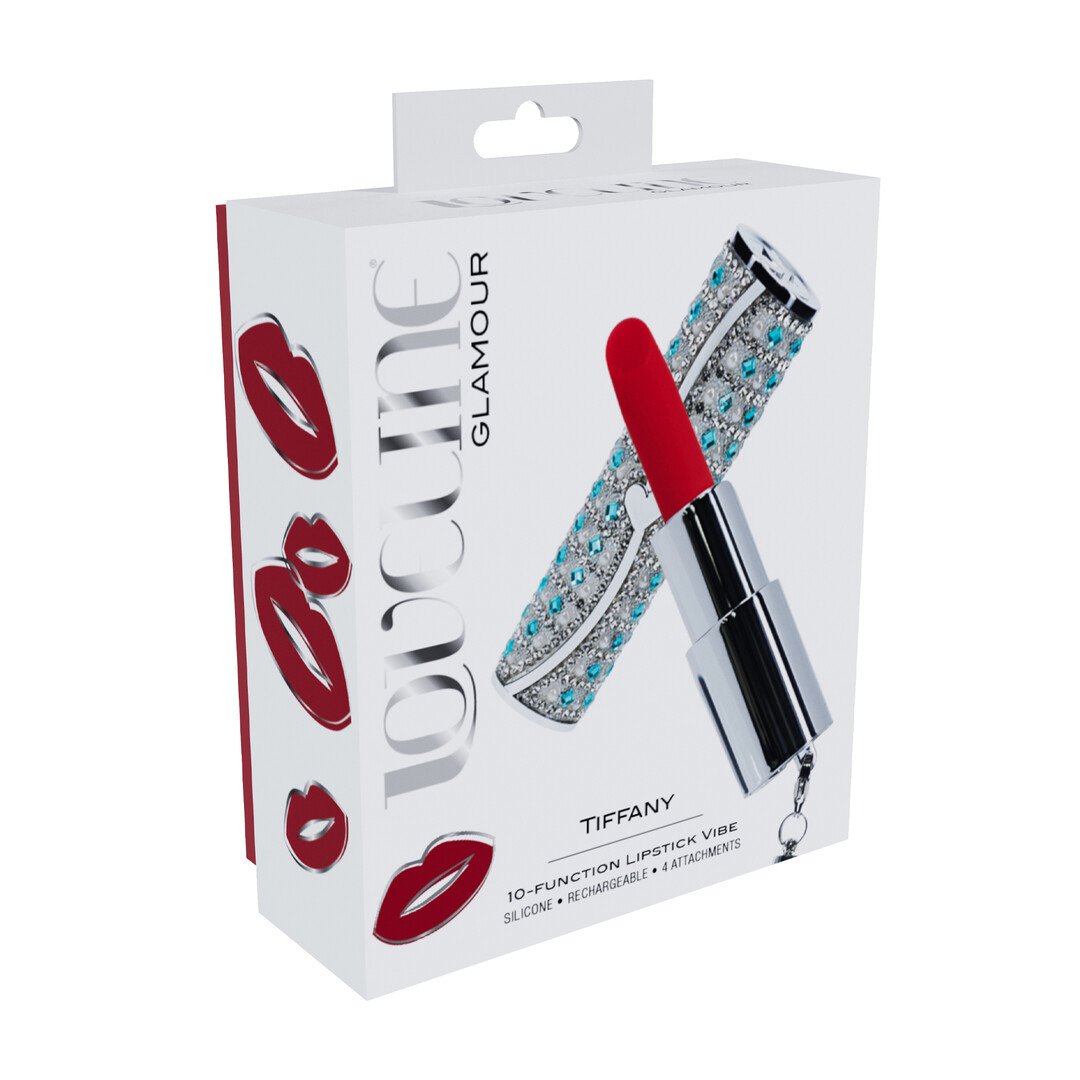 Tiffany - Lipstick Vibrator with 4 Attachments - Blue 2