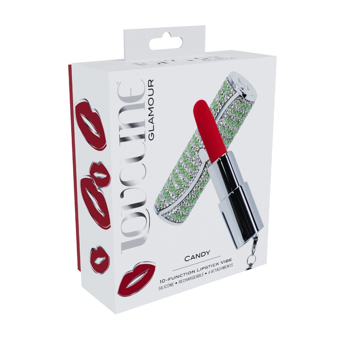 Candy - Lipstick Vibrator with 4 Attachments - Green 2