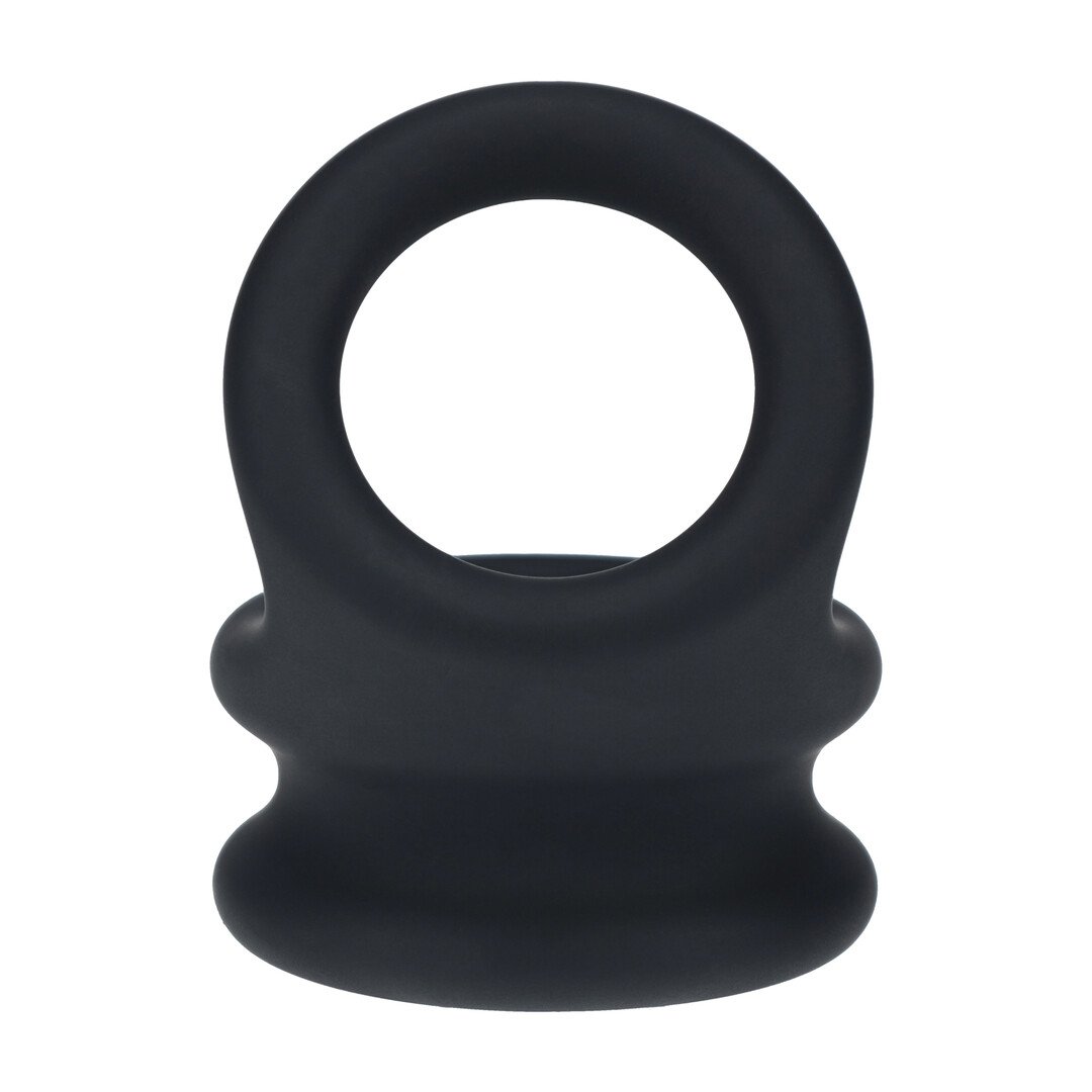Wide Double O Silicone Cockring - L - Black 5