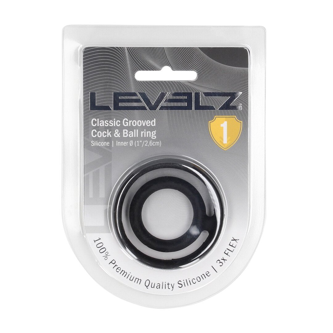 Classic Grooved Silicone Cock and Ball Ring - Black 2