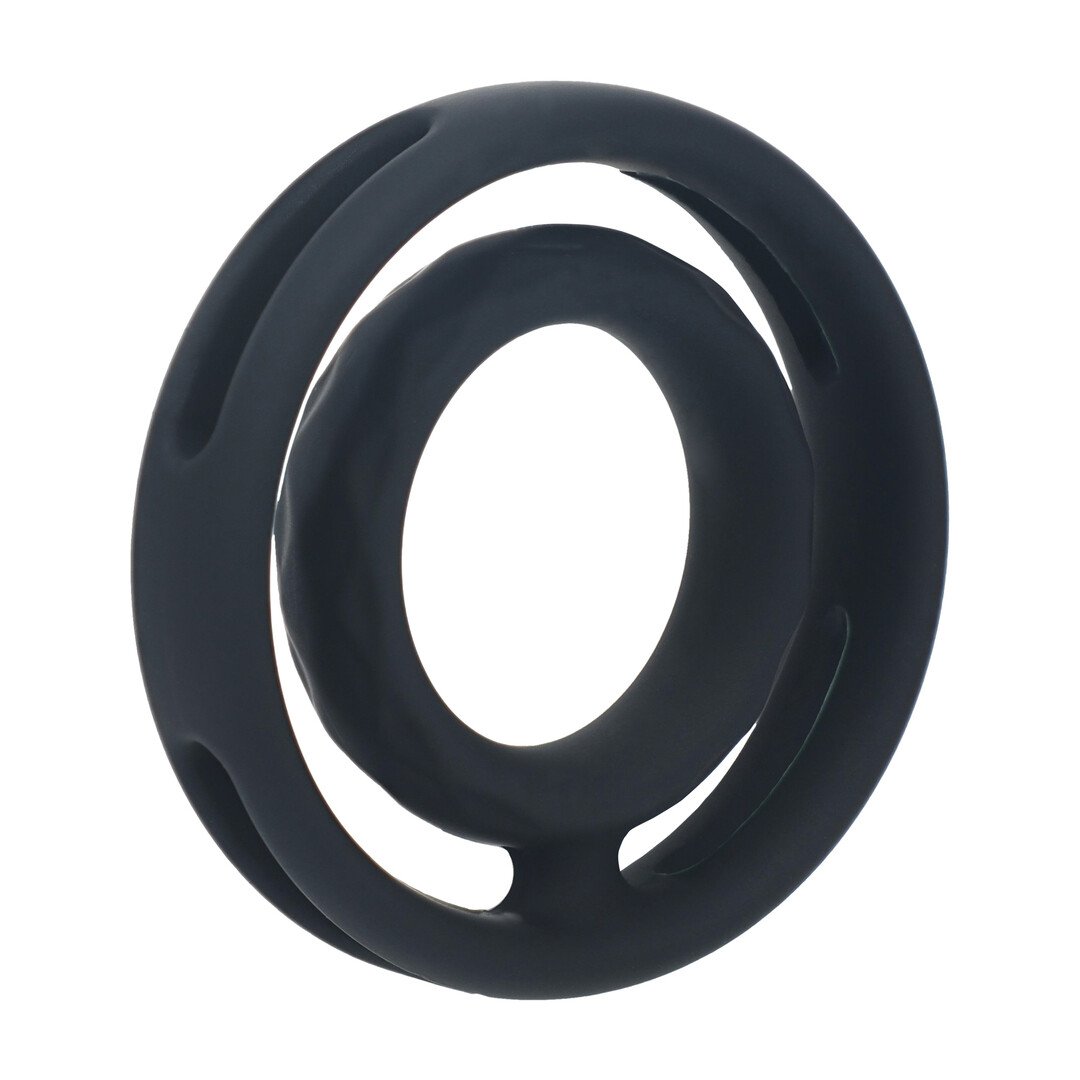 Classic Grooved Silicone Cock and Ball Ring - Black 4