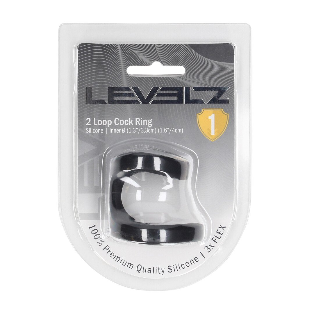 2 Loop Silicone Cockring - Black 2