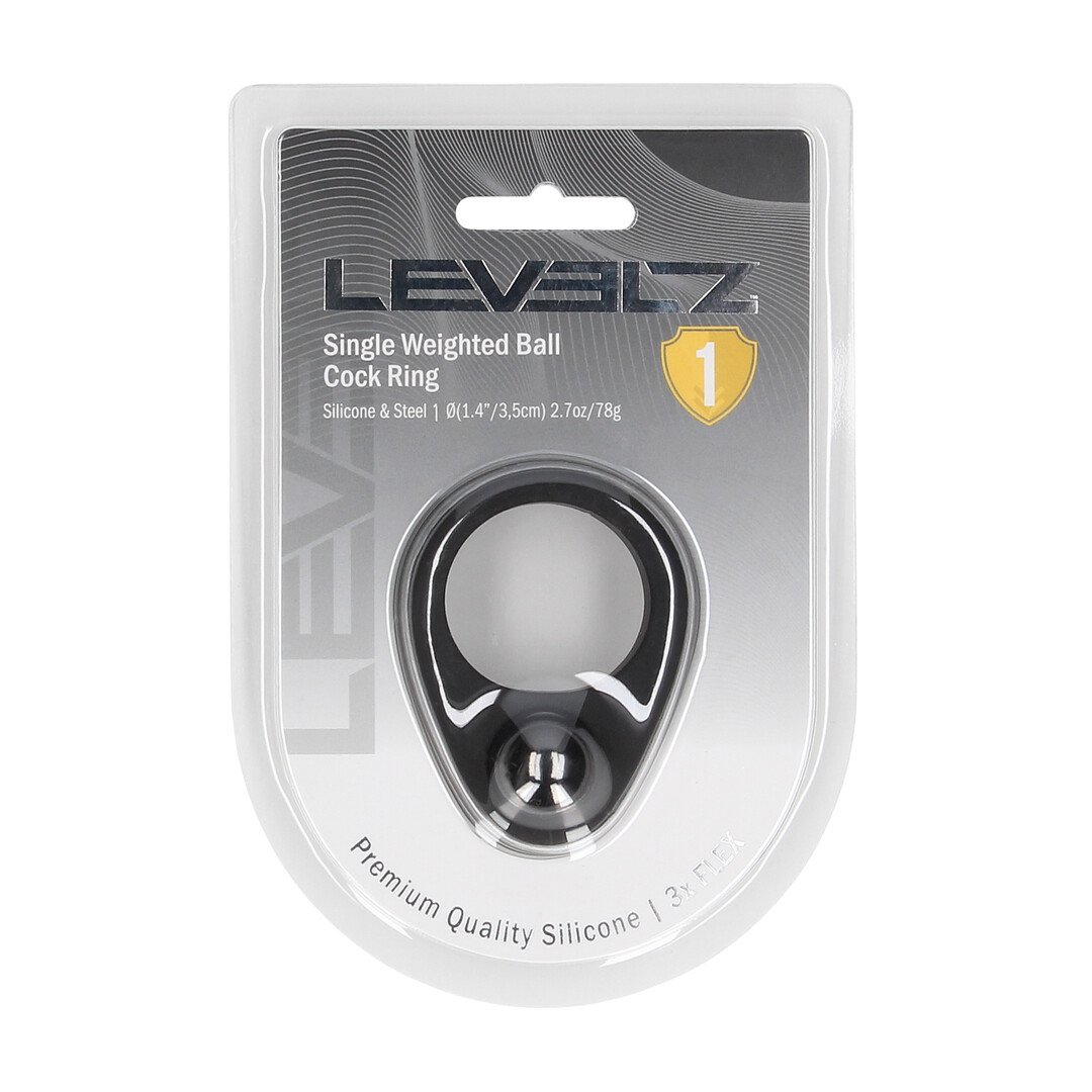 Liquid Silicone Single Weighted Ball Cockring - Black 2