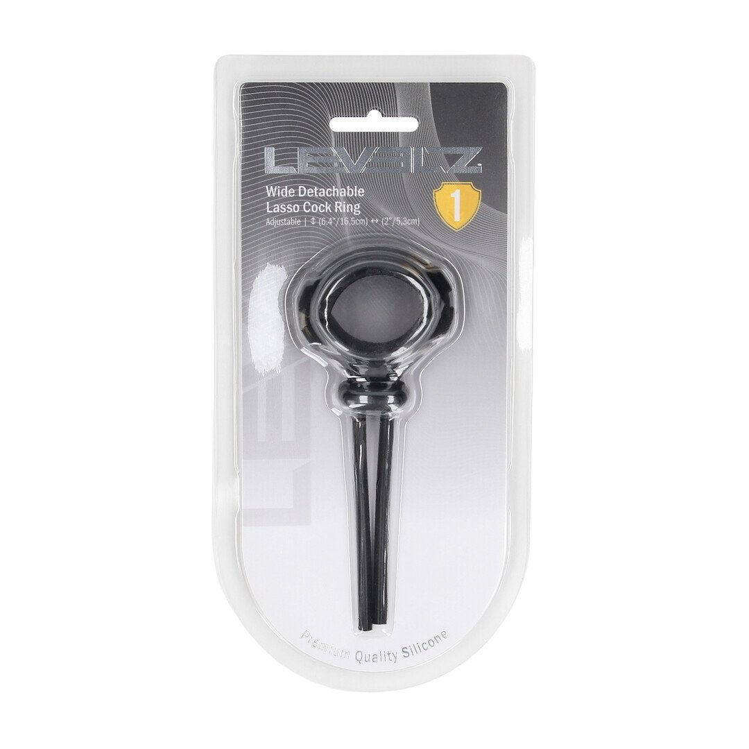 Detachable Wide Adjustable Silicone Lasso Cockring - 5mm - Black 2