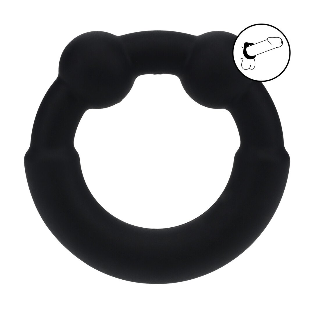 Metal and Silicone Cockring - Black