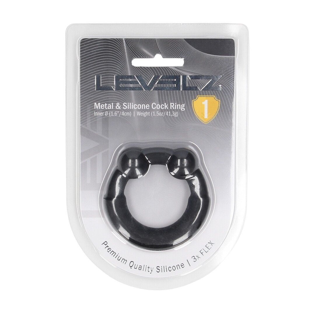 Metal and Silicone Cockring - Black 2