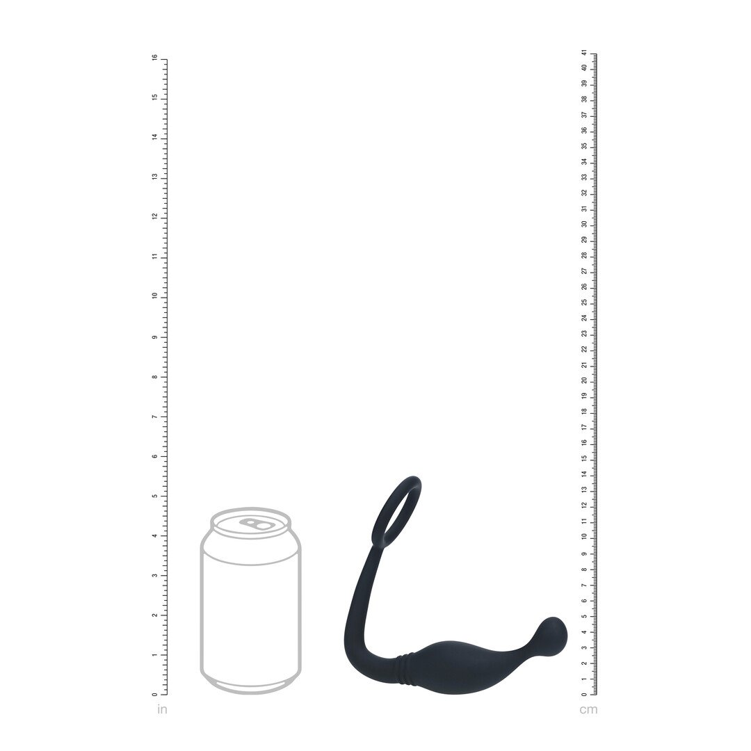 Silicone Cockring with Prostate Stimulator - L - Black 5
