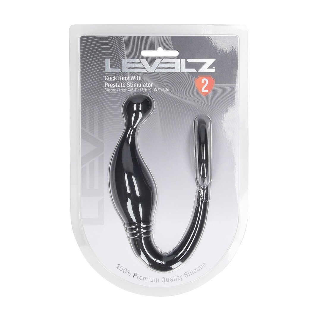 Silicone Cockring with Prostate Stimulator - L - Black 2