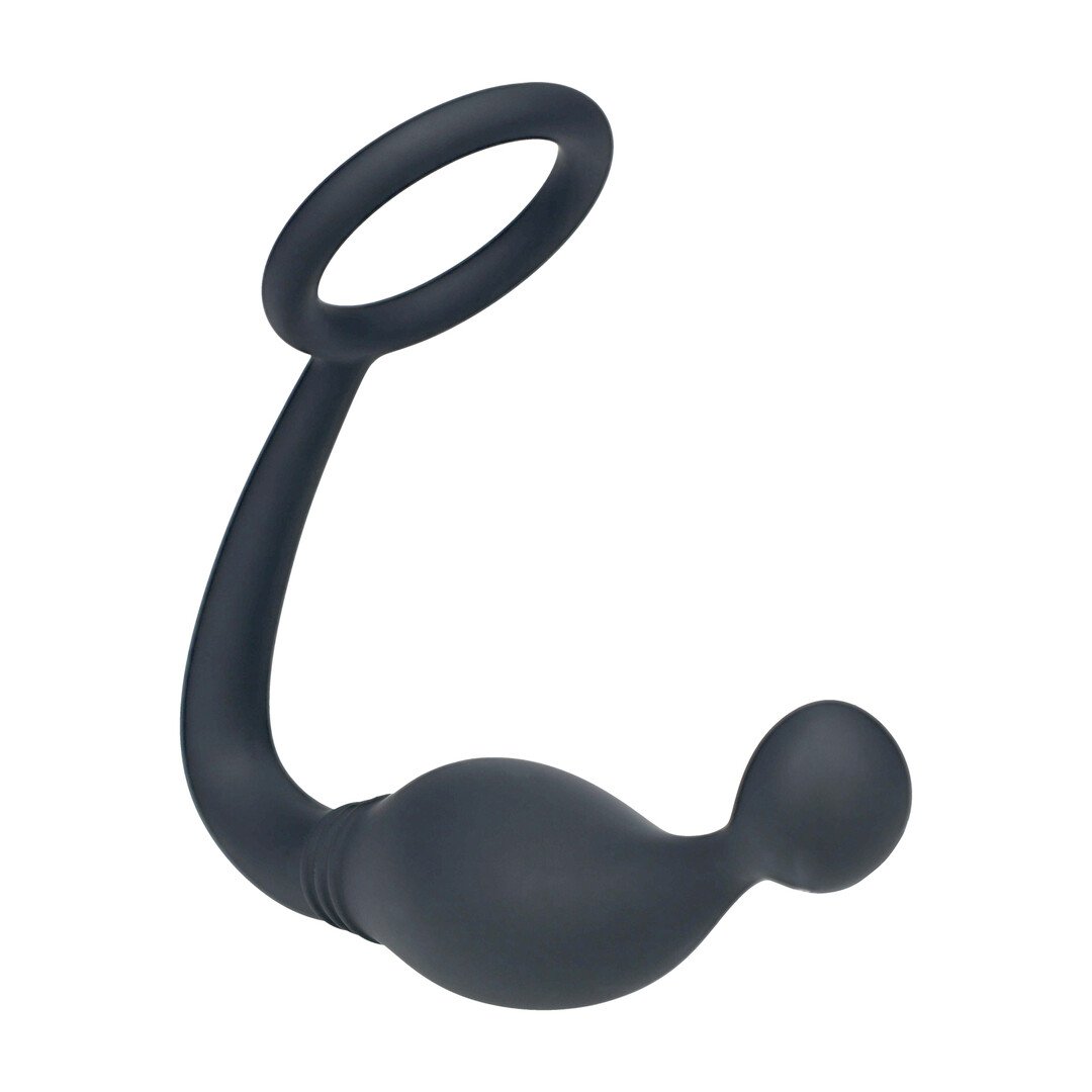 Silicone Cockring with Prostate Stimulator - L - Black 4