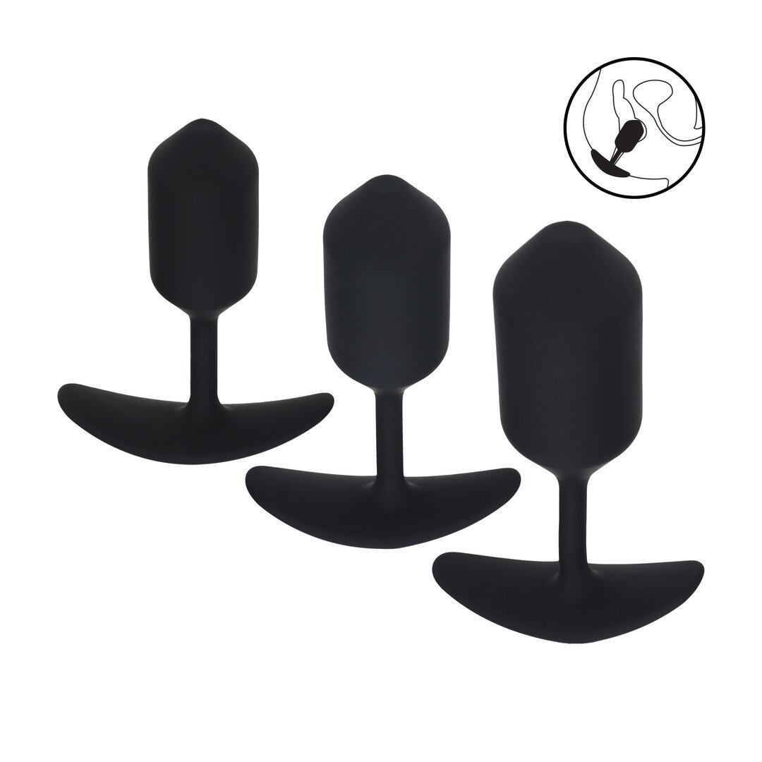 Silicone Weighted Anal Plug Training Set of 3 - Black