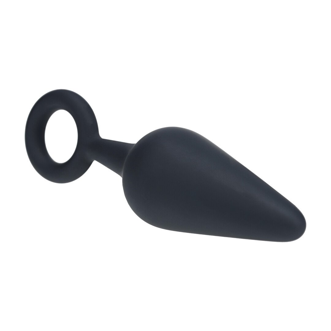 Silicone Anal Plug with Loop - M - Black 4