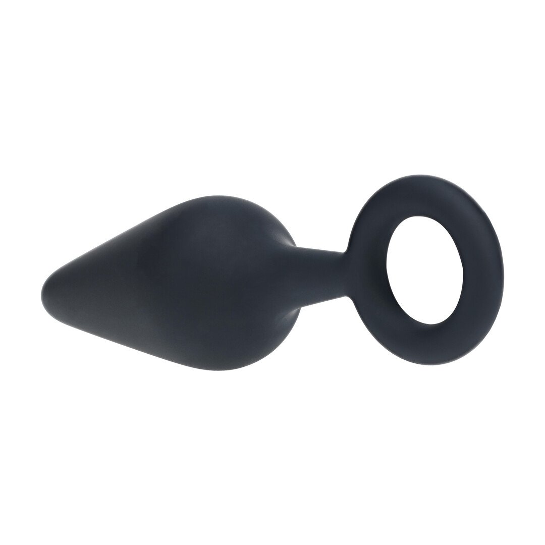 Silicone Anal Plug with Loop - M - Black 5