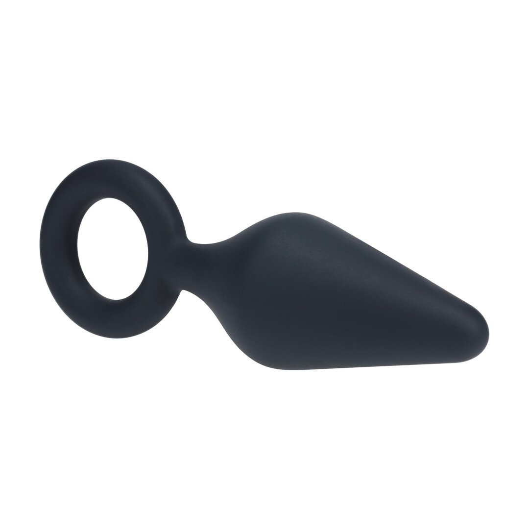 Silicone Anal Plug with Loop - L - Black 4